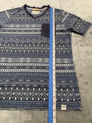 Free Planet Shirt Mens Medium Blue Aztec Stripe Pocket Surf Skater Style Tee