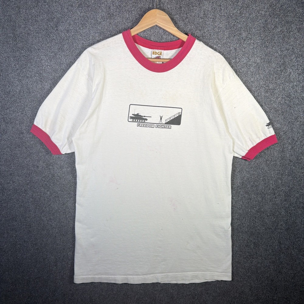 Vintage Tiananmen Square Shirt Mens Large White 90s Politics To The Edge Skate