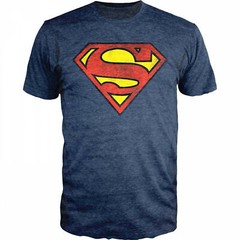 DC Comics Superman Logo Navy Heather T-Shirt Blue