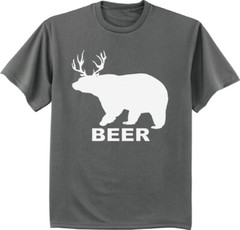 Funny Beer Deer Bear T-shirt Mens Graphic Tee Dad Gifts Hunting