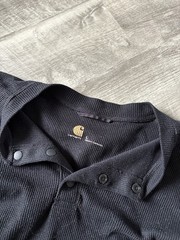 Carhartt Black Ribbed Thermal Henley Shirt Long Sleeve Men’s Large
