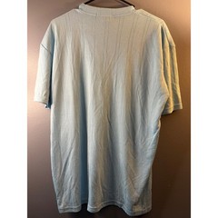Stacy Adams Mens Large Light Blue Ribbed Knit Short Sleeve Crew Neck Shirt
