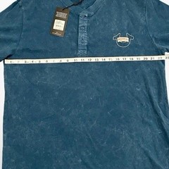 True Religion Midnight Blue Pique Mineral Wash Henley T-Shirt Mens Large NWT
