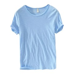 Retro Raw Edge T-Shirt for Men, 100% Cotton, Lightweight,Breathable,Slim-fit