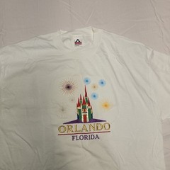orlando florida t shirt XLarge White Euc Embroidered 100% Cotton