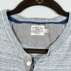 Faherty Shirt Mens Large Henley Button Long Sleeve Grey Spacedye Coastal Preppy