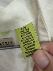 Mens Cubavera Sz L Beige Linen Blend Caribbean Button Up Shirt Great Details VGC