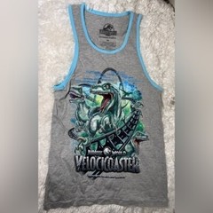 Jurassic World Universal Studios Velocicoaster Raptors Gray Tank Top Shirt – XS