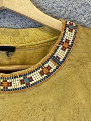 Vintage Factory Artwear Beaded Aztec Native American Totem Shirt Size Large