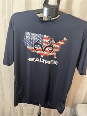 Realtree Mens Navy USA Poly Tee Large