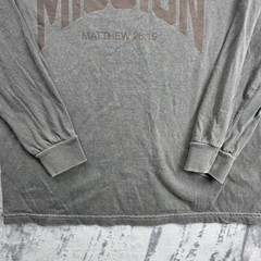 Comfort Colors Graphic Shirt Mens Medium Grey Mission Matthew 28:19 Long Sleeve