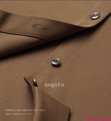 Spring Mens Long Sleeve Shirt Silk Cotton Business Casual Formal Slim Fit Shirts