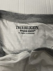 True Religion Men’s White/Gray Colorblock Raglan Henley Knit T-Shirt XL