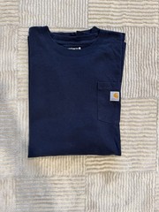 Carhartt Pocket T Shirt Mens 2XL Tall Navy Blue Loose Fit Workwear Heavyweight