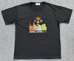 HONG KONG Embroidered 100% Cotton Black Short Sleeve T Shirt – Size XL
