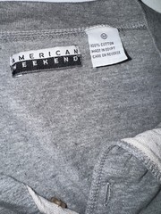 American Weekend Medium Gray Short Sleeve Henley T-Shirt 100% Cotton Casual