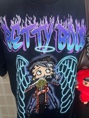 Betty Boop Graphic Motorcycle Biker Angel Wings T-Shirt