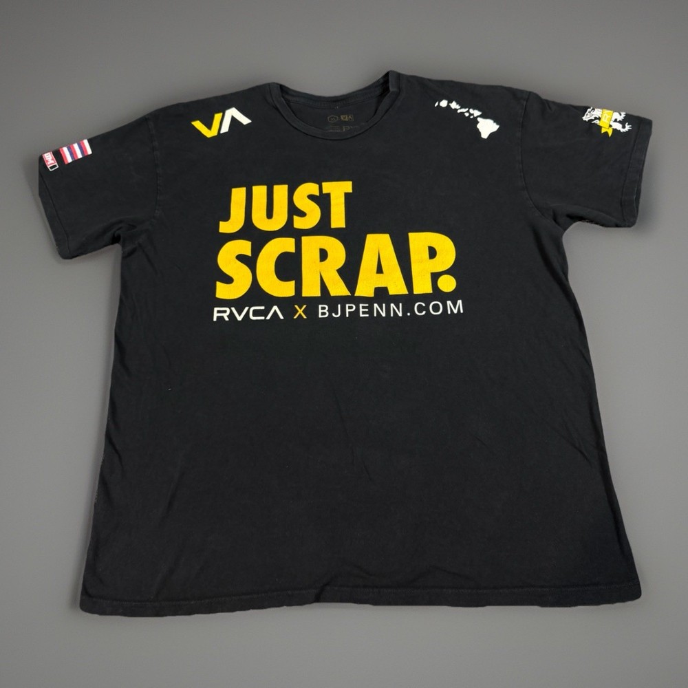 RVCA x BJ Penn RARE T Shirt Mens Size XL Team Hawaii Just Scrap MMA UFC Black