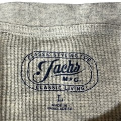 Jachs Mens Thermal Shirt Gray Waffle Knit Long Sleeve Size L Casual Layering