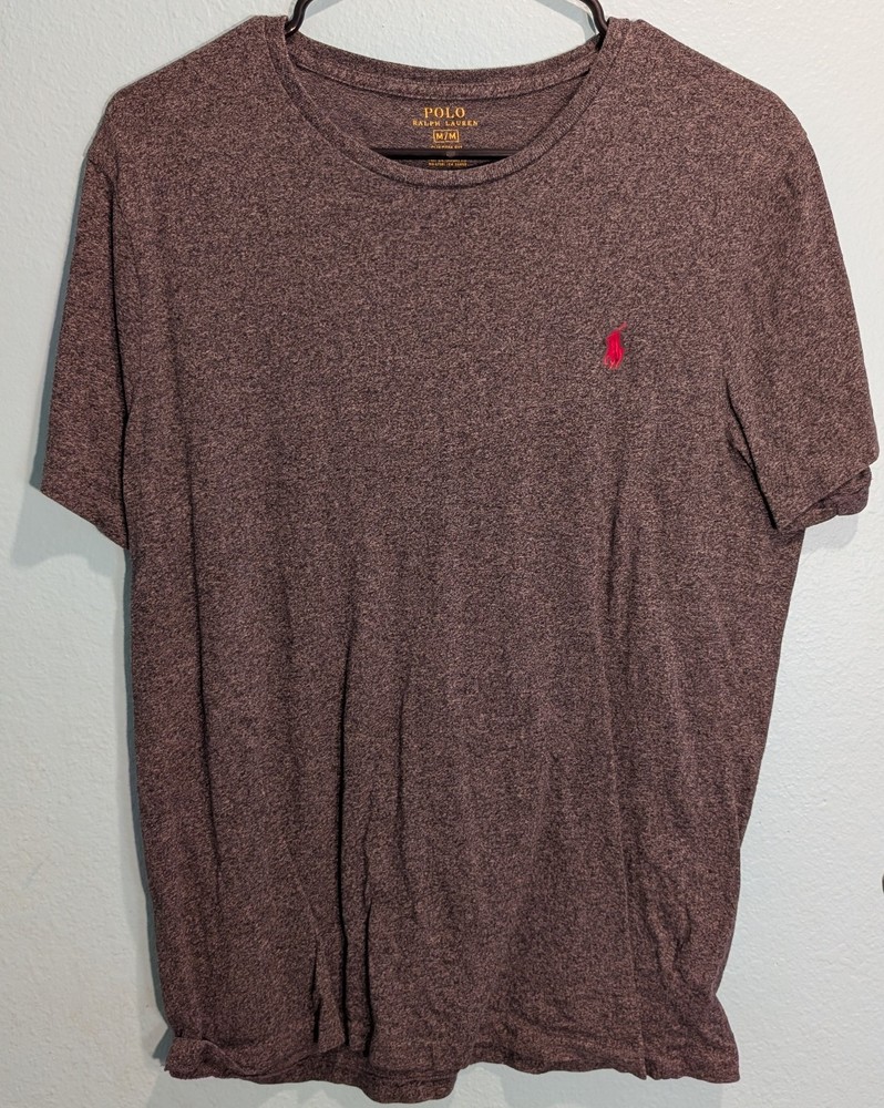 Polo Ralph Lauren Men’s T-Shirt Sz M Custom Fit Gray Cotton Burgundy Pony