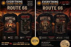 OFFICIAL Route 66 Centennial Tour Graphic T-Shirt Black L Unisex