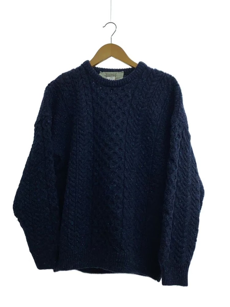 Other Brands: aransweatermarket Knit Sweater (Thick), XL, Wool, NVY, Solid Color