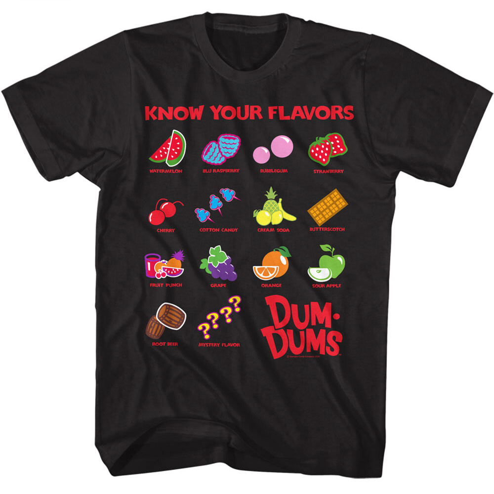 Dum Dums Candy Suckers Original Pops Know Your Flavors Chart Men’s T Shirt