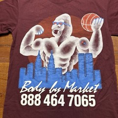 Chinatown Market T Shirt Mens S Burgundy Gorilla Body Street Urban Hype City NYC