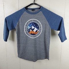 Seattle Washington Shirt Men Large Gray Blue Crew Neck 3/4 Sleeve Raglan Graphic