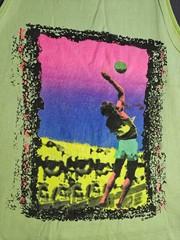 Vintage 1990 Body Ragz Volleyball Tank Top Neon Green Sz Med Oasis Zoo Crew Rare