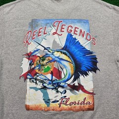 Reel Legends Tshirt Mens Large Gray Outfitters Fishing Florida Outdoors Casual
