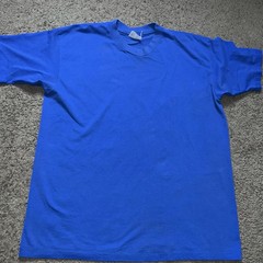 Vtg Hanes Blank Shirt XL Blue Heavyweight 50/50 Made USA Tee T-Shirt