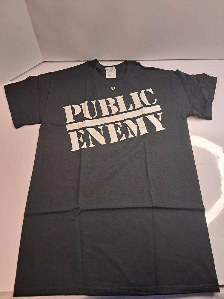 Public Enemy Logo T-Shirt Men’s Small Black 100% Cotton Band Tee Gildan Short
