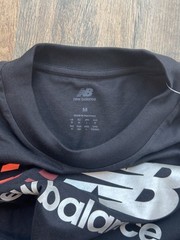 NWT New Balance Men’s Size M Black Stacked Logo Cotton T-Shirt MT51986