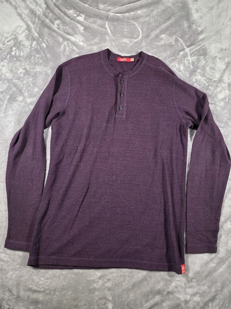 Agave Thermal Henley Shirt Plum Mens Long Sleeve Standard Fit Made in USA
