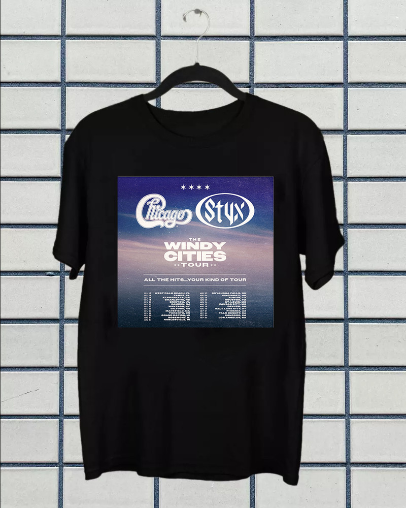 STYX & CHICAGO THE WINDY CITIES TOUR T Shirt Full Size S-5XL