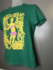 POP MAN Shirt Mens Small Green Angel Cherub Graphic Pop Art Neon Tee Print
