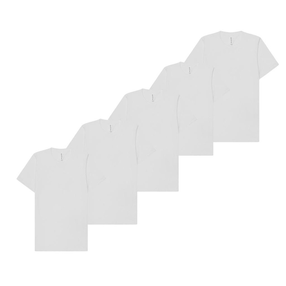 5 Pack Mens White T Shirts Short Sleeve Crew Neck Tees Soft Polycotton Tops 3XL