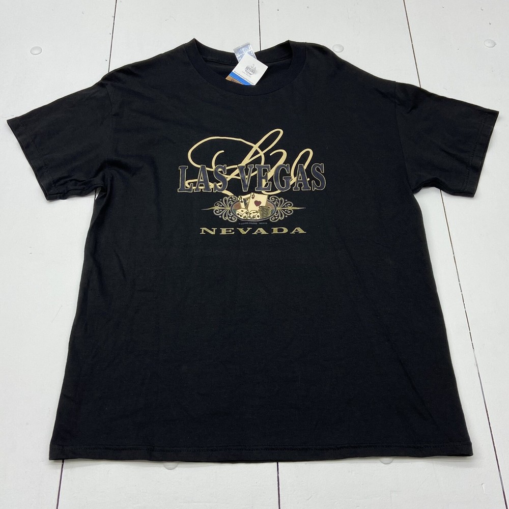Vintage Las Vegas Nevada Black Short Sleeve Graphic T-Shirt Adult Size Large