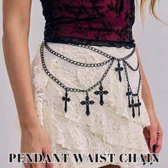 Gothic Cross Waist Chain Belt,Bohemian Layered Cross Belt for Women,Adjustabl…