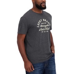Lucky Brand New Mens T Shirt XL Charcoal Gray/Black GraphicTee NWT