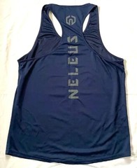NELEUS ‘Dry Fit Logo Muscle’ Mesh Tank Top Men’s M Gym Workout Exercise Navy NWT