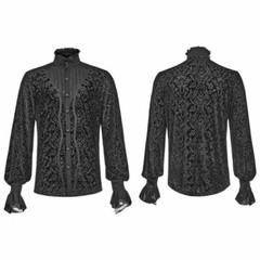 Punk Rave Men Goth Tops Palace Rereo Jacquard Banquet Wedding Long Sleeve Shirt