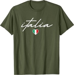 Italian Flag Italy Vintage Italia Heart Cursive Womens Girls T-Shirt