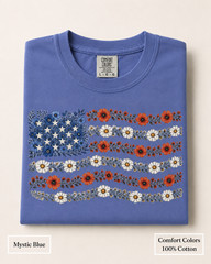 Floral American Flag Comfort Colors Shirt