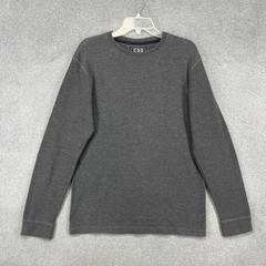 CSG Thermal Shirt Mens Medium Charcoal Gray Waffle Knit Long Sleeve Crewneck