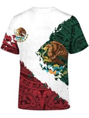 Camiseta Méxicano Azteca Águila Novedad Rojo Verde Manga Corta Camisetas Hombres