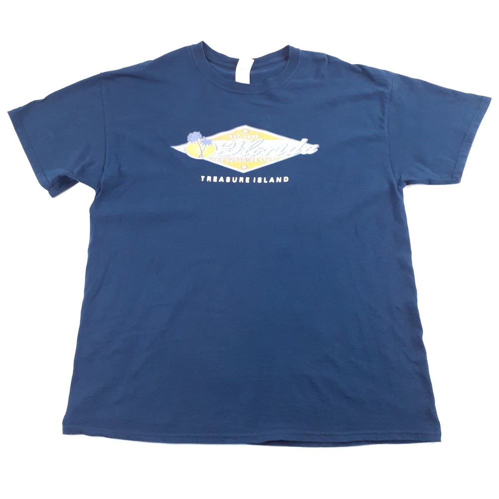 Gildan T Shirt Mens Extra Large Blue Tee Florida Sunshine State Treasure Island