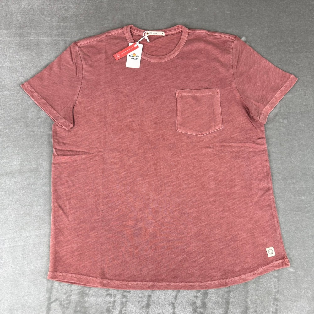 Marine Layer Vintage Heavy Slub Pocket Tee Mens Medium Marsala Red Soft $54 NWT