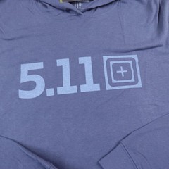 NEW 5.11 Tactical Shirt Mens L Blue Hooded Long Sleeve Hoodie Graphic Logo Tee